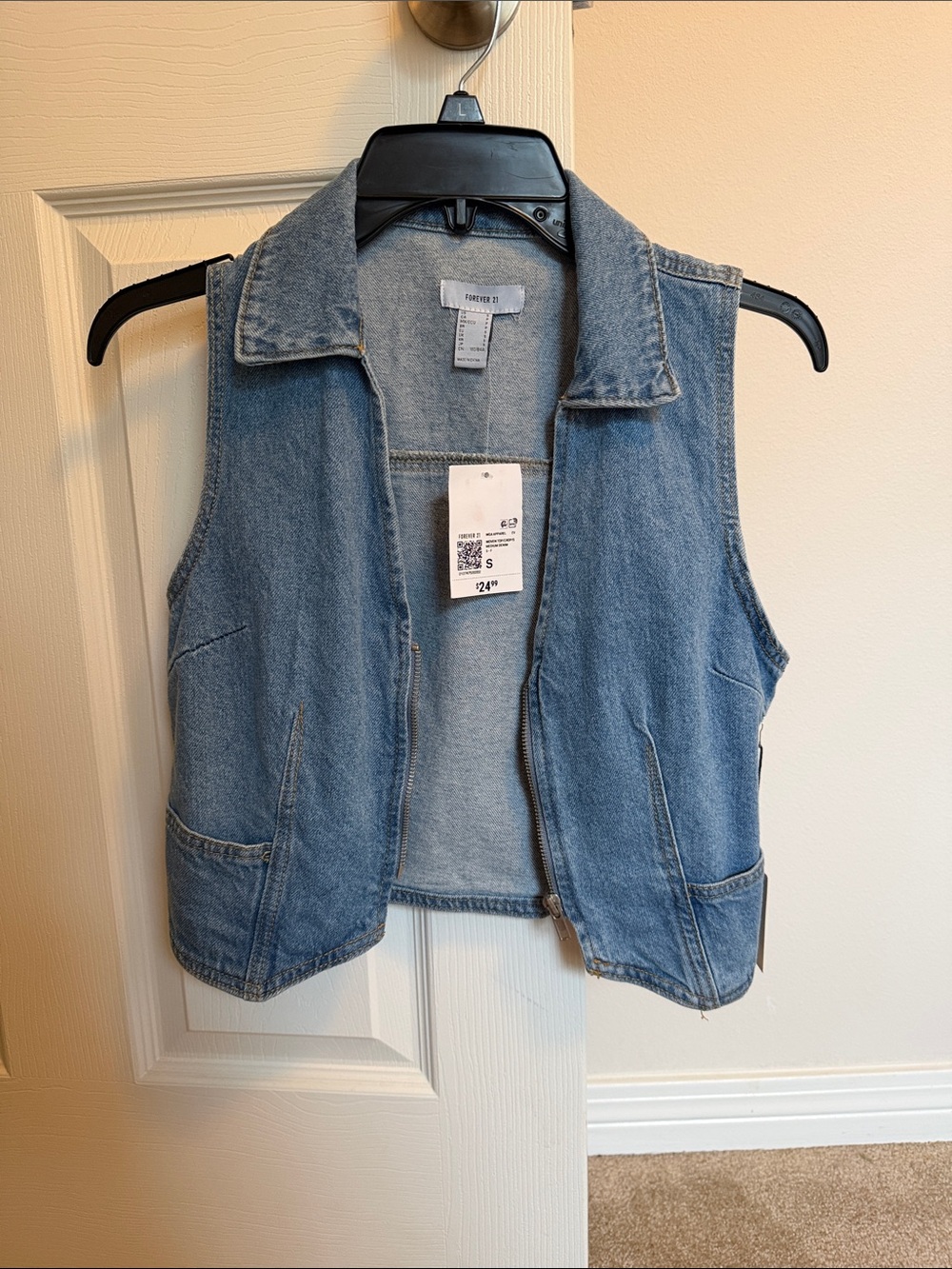 Forever 21 Light Blue Denim Vest Sleeveless Jacket